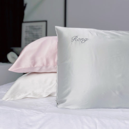 Couple Silk Pillowcase Set | Silver