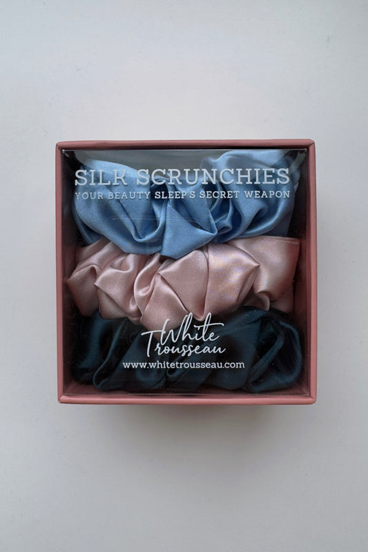 100% Mulberry Silk Scrunchies - Sky Dream