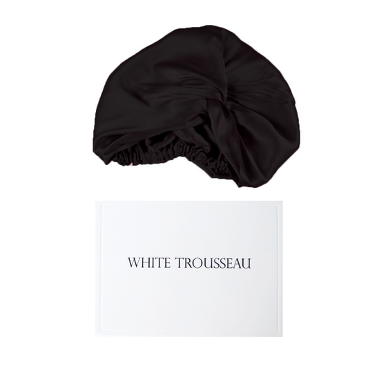 100% Pure Mulberry Silk hair Turban in Black. 