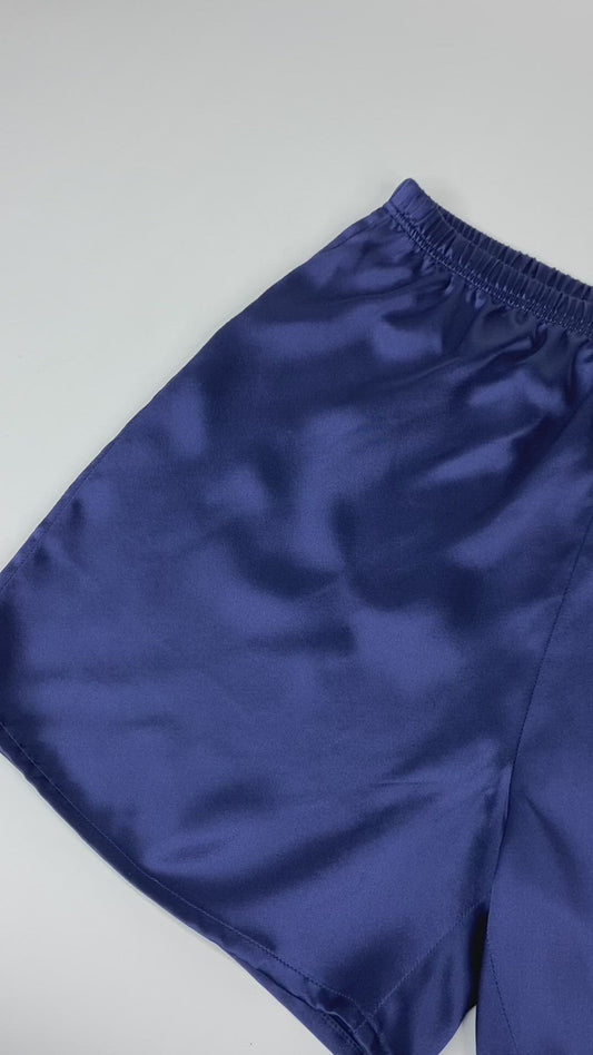 Navy Blue Pure Silk Pajamas Shorts